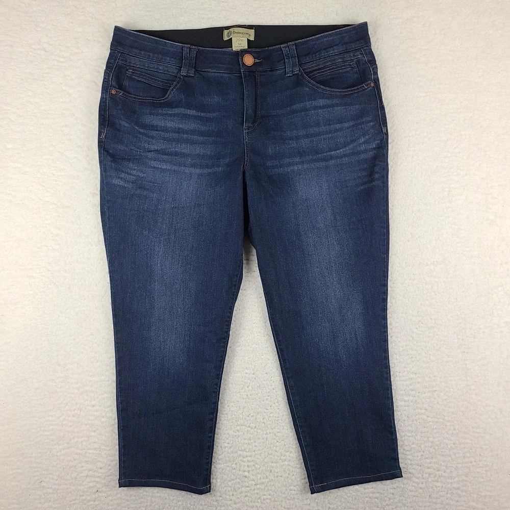 Democracy Jeans Womens 20W‎ Blue Ab Technology Skinny Ankle Dark Wash HEMMED